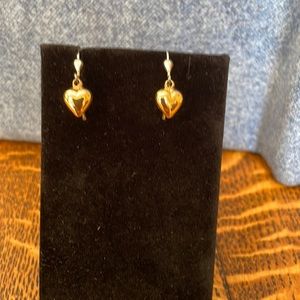 Two tone silver heart earrings